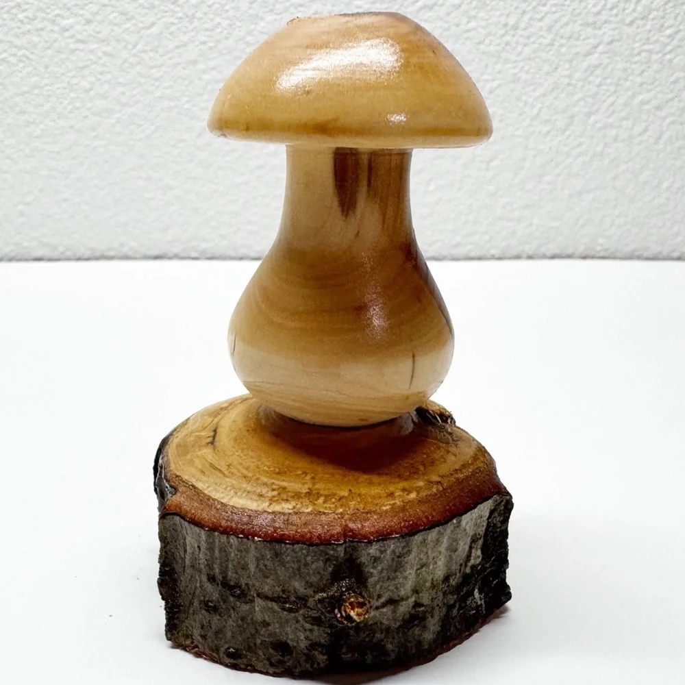 Hand Crafted Wood Mushroom Bud Vase M1